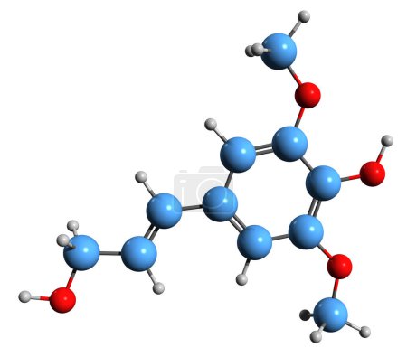 Photo for 3D image of Sinapyl alcohol skeletal formula - molecular chemical structure of Sinapoyl alcohol isolated on white background - Royalty Free Image