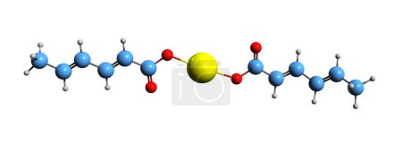 Foto de Imagen 3D de la fórmula esquelética del sorbato de calcio - estructura química molecular de la sal cálcica del ácido sórbico aislada sobre fondo blanco - Imagen libre de derechos