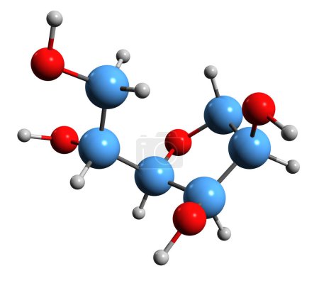 Téléchargez les photos : Image 3D de la formule squelettique Sorbitan - structure chimique moléculaire de l'anhydrosorbitol isolé sur fond blanc - en image libre de droit
