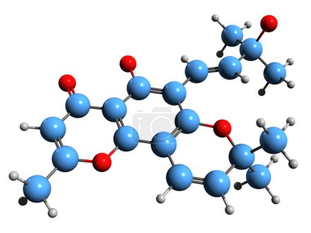 Photo for 3D image of sorbifol skeletal formula - molecular chemical structure of chromone isolated on white background - Royalty Free Image