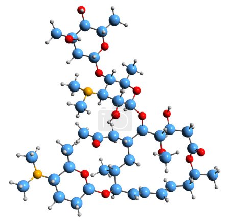 Photo for 3D image of Spiramycin skeletal formula - molecular chemical structure of macrolide antibiotic isolated on white background - Royalty Free Image