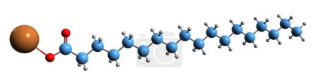 Téléchargez les photos : Image 3D de la formule squelettique du stéarate de potassium - structure chimique moléculaire du composant Savon liquide isolé sur fond blanc - en image libre de droit