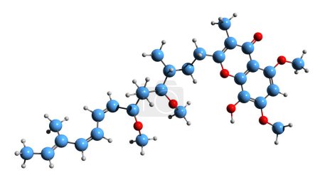 Foto de Imagen 3D de la fórmula esquelética de Estigmatelina - estructura química molecular del fungicida aislado sobre fondo blanco - Imagen libre de derechos