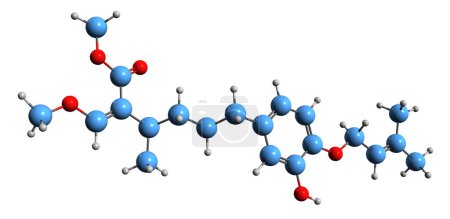 Foto de Imagen 3D de la fórmula esquelética de Strobilurin F - estructura química molecular de Fungicida aislada sobre fondo blanco - Imagen libre de derechos