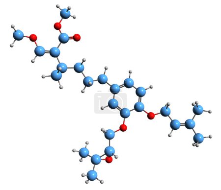 Foto de Imagen 3D de la fórmula esquelética de Strobilurin D - estructura química molecular de Fungicida aislada sobre fondo blanco - Imagen libre de derechos