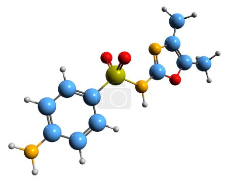 Photo for 3D image of Sulfamoxole skeletal formula - molecular chemical structure of sulfonamide isolated on white background - Royalty Free Image