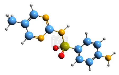 Foto de Imagen 3D de la fórmula esquelética de Sulfaperin - estructura química molecular de la sulfonamida aislada sobre fondo blanco - Imagen libre de derechos