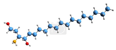 Photo for 3D image of Sphingosine skeletal formula - molecular chemical structure of  aliphatic amino alcohol example isolated on white background - Royalty Free Image