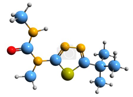 Téléchargez les photos : Image 3D de la formule squelettique de Tebuthiuron - structure chimique moléculaire d'un herbicide à large spectre isolé sur fond blanc - en image libre de droit