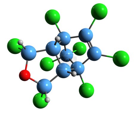 Téléchargez les photos : Image 3D de la formule squelettique de l'isobenzane - structure chimique moléculaire de l'insecticide télodrine isolé sur fond blanc - en image libre de droit