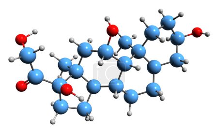 Téléchargez les photos : Image 3D de la formule squelettique du tétrahydrocortisol - structure chimique moléculaire de l'urocortisol isolé sur fond blanc - en image libre de droit