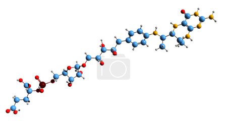 Photo for 3D image of Tetrahydromethanopterin skeletal formula - molecular chemical structure of coenzyme in methanogenesis isolated on white background - Royalty Free Image