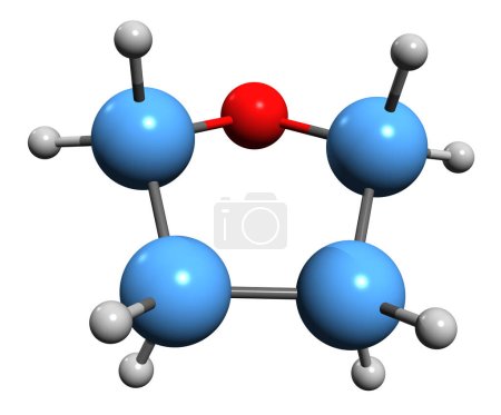 Foto de Imagen 3D de la fórmula esquelética de Tetrahidrofurano - estructura química molecular de epoxibutano aislado sobre fondo blanco - Imagen libre de derechos