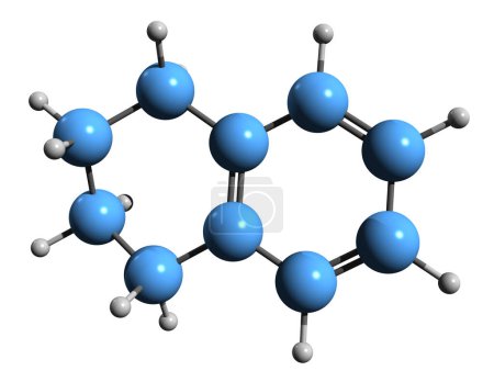 Téléchargez les photos : Image 3D de la formule squelettique de la tétraline - structure chimique moléculaire du tétrahydronaphtalène isolé sur fond blanc - en image libre de droit