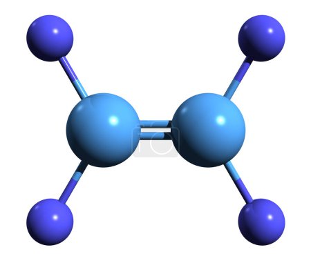 Téléchargez les photos : Image 3D de la formule squelettique du tétrafluoroéthylène - structure chimique moléculaire du perfluoroéthylène isolé sur fond blanc - en image libre de droit