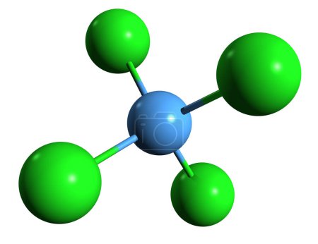 Foto de Imagen 3D de la fórmula esquelética de tetracloruro de carbono: estructura química molecular de Benziforme aislada sobre fondo blanco - Imagen libre de derechos