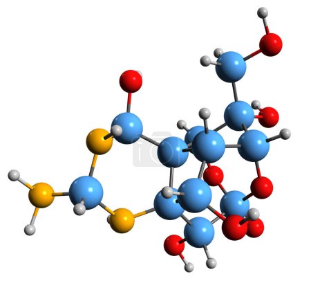 Téléchargez les photos : Image 3D de la formule squelettique de la tétrodotoxine - structure chimique moléculaire de la neurotoxine 4-épitétrodotoxine isolée sur fond blanc - en image libre de droit