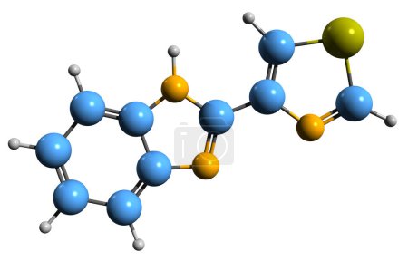 Photo for 3D image of Tiabendazole skeletal formula - molecular chemical structure of  antifungal agent isolated on white background - Royalty Free Image