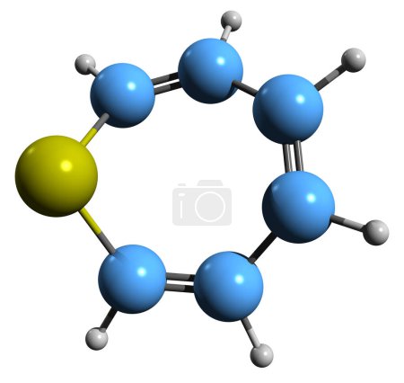 Foto de Imagen 3D de la fórmula esquelética de tiepina - estructura química molecular de aislado sobre fondo blanco - Imagen libre de derechos