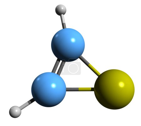Téléchargez les photos : Image 3D de la formule squelettique Thiirène - structure chimique moléculaire du composé organosulfuré isolé sur fond blanc - en image libre de droit