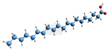 Photo for 3D image of Eicosapentaenoic acid skeletal formula - molecular chemical structure of timnodonic acid omega-3 fatty acid  isolated on white background - Royalty Free Image