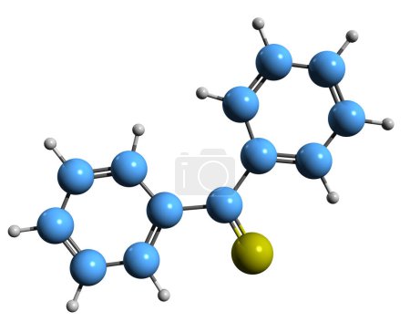 Foto de Imagen 3D de la fórmula esquelética de Thiobenzophenone - estructura química molecular de Diphenylmethanethione aislada sobre fondo blanco - Imagen libre de derechos