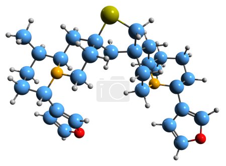 Photo for 3D image of thionufarolin skeletal formula - molecular chemical structure of alkaloid isolated on white background - Royalty Free Image