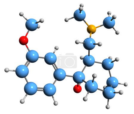 Photo for 3D image of Tramadol skeletal formula - molecular chemical structure of  opioid pain medication isolated on white background - Royalty Free Image