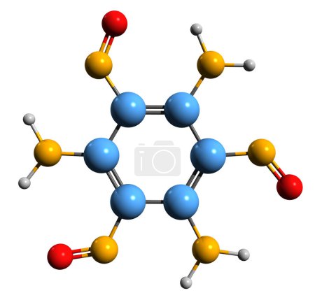 Foto de Imagen 3D de la fórmula esquelética del triaminotrinitrobenceno - estructura química molecular del explosivo aromático TATB aislado sobre fondo blanco - Imagen libre de derechos