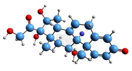 Téléchargez les photos : Image 3D de la formule squelettique de Triamcinolone - structure chimique moléculaire du glucocorticoïde isolé sur fond blanc - en image libre de droit