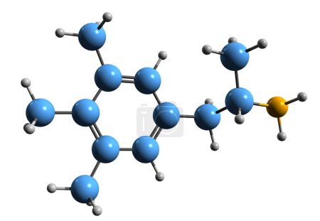 Téléchargez les photos : Image 3D de la formule squelettique triméthoxyphényl isopropylamine - structure chimique moléculaire de la substance organique isolée sur fond blanc - en image libre de droit