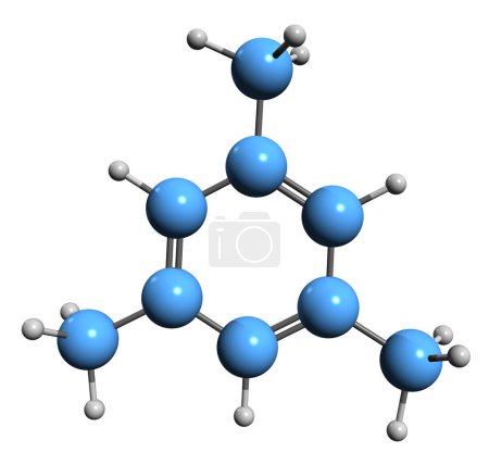 Photo for 3D image of Mesitylene skeletal formula - molecular chemical structure of Trimethylbenzene isolated on white background - Royalty Free Image