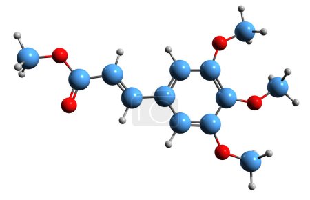 Photo for 3D image of trimethoxy cinnamoyl skeletal formula - molecular chemical structure of alkaloid isolated on white background - Royalty Free Image