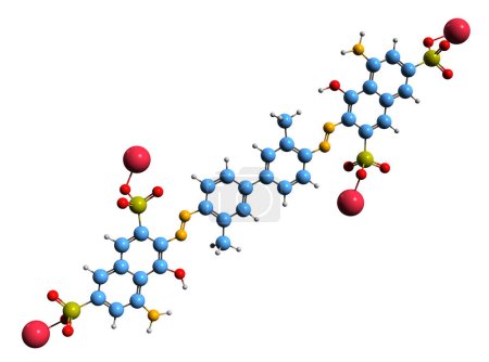 Téléchargez les photos : Image 3D de la formule squelettique bleu Trypan - structure chimique moléculaire du colorant direct isolé sur fond blanc - en image libre de droit