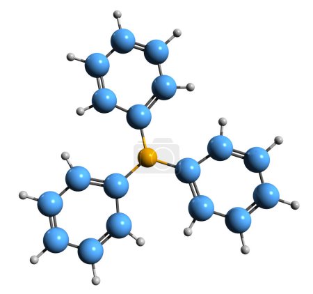 Téléchargez les photos : Image 3D de la formule squelettique Triphenylamine - structure chimique moléculaire de la diphénylbenzèneamine isolée sur fond blanc - en image libre de droit