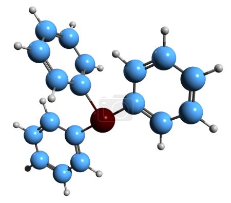 Téléchargez les photos : Image 3D de la formule squelettique de la triphénylphosphine - structure chimique moléculaire du triphénylphosphane isolé sur fond blanc - en image libre de droit
