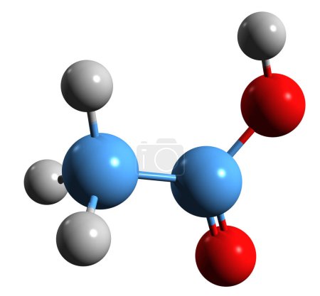 Téléchargez les photos : Image 3D de la formule squelettique de l'acide acétique - structure chimique moléculaire de l'acide éthanoïque isolé sur fond blanc - en image libre de droit