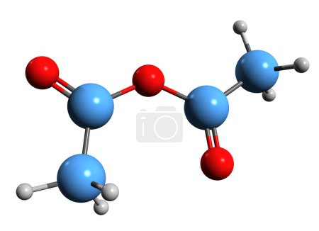 Téléchargez les photos : Image 3D de la formule squelettique de l'anhydride acétique - structure chimique moléculaire de l'anhydride éthanoïque isolé sur fond blanc - en image libre de droit