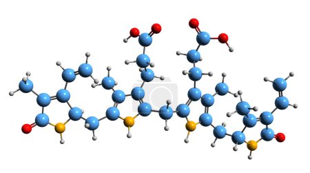 Téléchargez les photos : Image 3D de la formule squelettique Urobilinogène - structure chimique moléculaire du métabolite isolé sur fond blanc - en image libre de droit