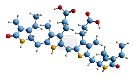 Téléchargez les photos : Image 3D de la formule squelettique d'Urobilin - structure chimique moléculaire d'Urochrome isolé sur fond blanc - en image libre de droit