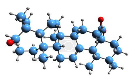 Téléchargez les photos : Image 3D de la formule squelettique de l'acide ursolique - structure chimique moléculaire du prunol triterpénoïde pentacyclique isolé sur fond blanc - en image libre de droit