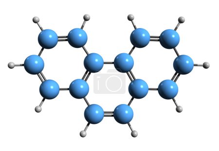 Foto de Imagen 3D de la fórmula esquelética de Phenanthrene - estructura química molecular del hidrocarburo aromático policíclico aislado sobre fondo blanco - Imagen libre de derechos