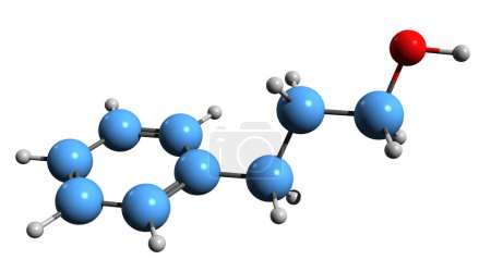 Photo for 3D image of Benzenepropanol skeletal formula - molecular chemical structure of monocyclic arene isolated on white background - Royalty Free Image