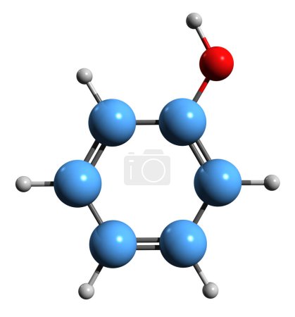 Photo for 3D image of Phenol skeletal formula - molecular chemical structure of  carbolic acid isolated on white background - Royalty Free Image
