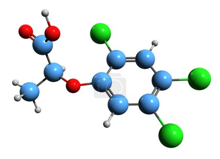 Foto de Imagen 3D de la fórmula esquelética de Fenoprop - estructura química molecular del herbicida fenoxi aislado sobre fondo blanco - Imagen libre de derechos