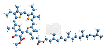 Téléchargez les photos : Image 3D de la formule squelettique de la phéophytine - structure chimique moléculaire d'un intermédiaire porteur d'électrons isolé sur fond blanc - en image libre de droit