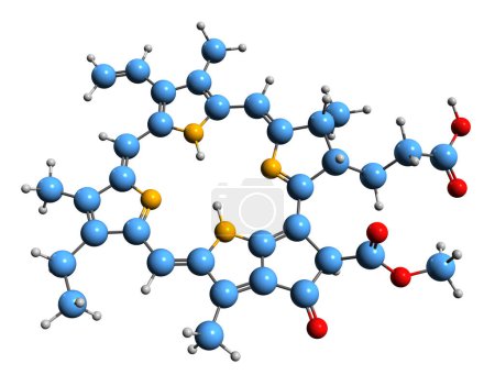 Photo for 3D image of pheophorbide a skeletal formula - molecular chemical structure of  photosensitizer isolated on white background - Royalty Free Image