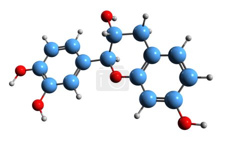 Photo for 3D image of Fisetinidol skeletal formula - molecular chemical structure of tetrahydroxyflavan isolated on white background - Royalty Free Image