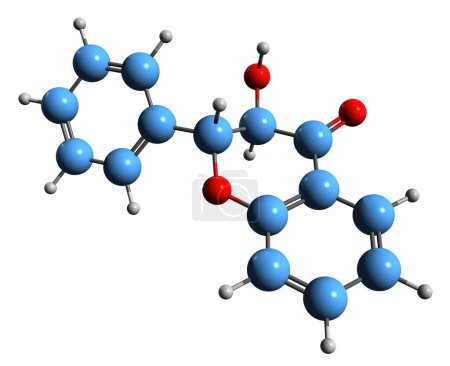 Téléchargez les photos : Image 3D de la formule squelettique Flavanonol structure chimique moléculaire de isolé sur fond blanc - en image libre de droit