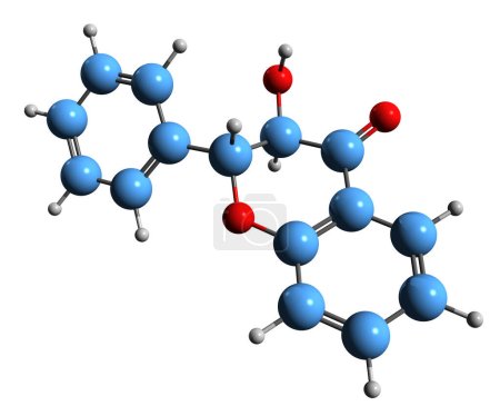 Foto de Imagen 3D de la fórmula esquelética de Flavonol: estructura química molecular de fitoquímicos aislados sobre fondo blanco - Imagen libre de derechos